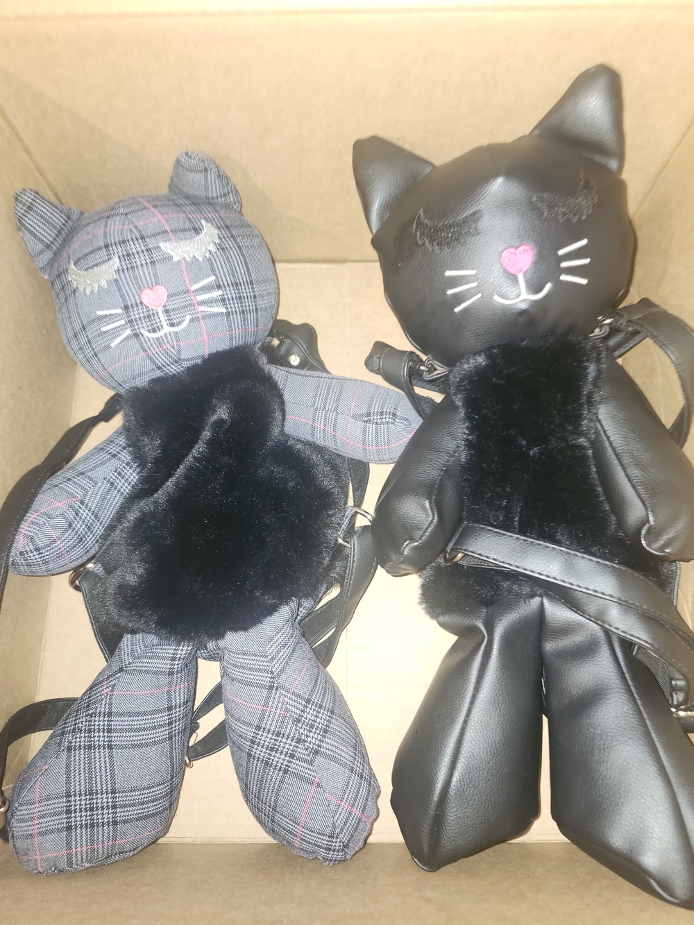 lot of 2 Betsey Johnson Black Cat Plush misty kitch  Backpack discontinued